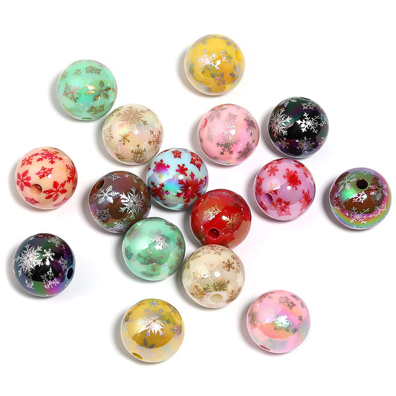 Wholesale 100pcs Santa Claus Printed Round Acrylic Beads DIY Bead Pen Accessories ACC-BDS-BLG079