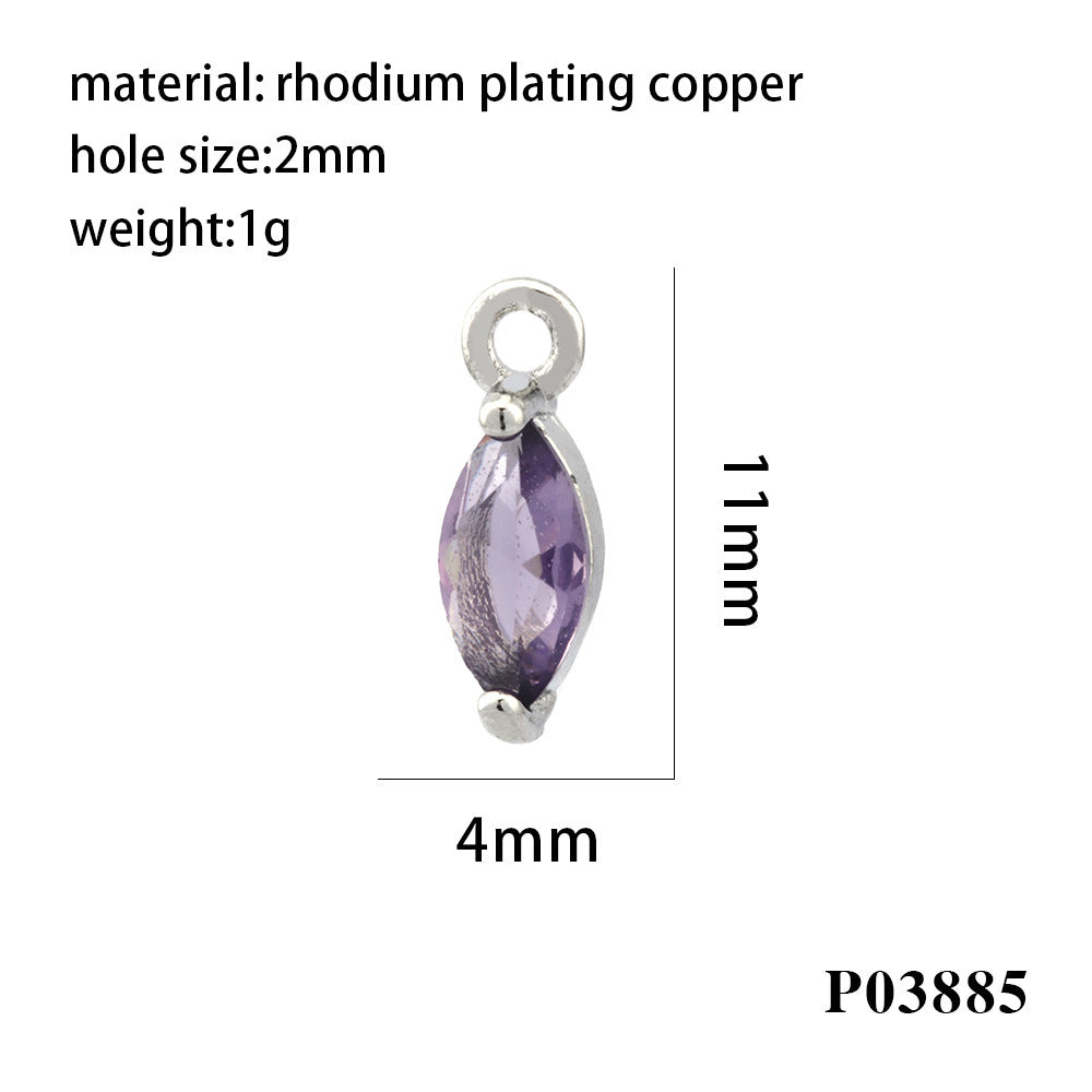 Wholesale 18K gold-plated micro-inlaid zircon colorful geometric marquise pendant