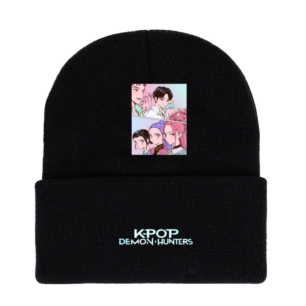 Wholesale kpop anime multicolor knitted beanie hat