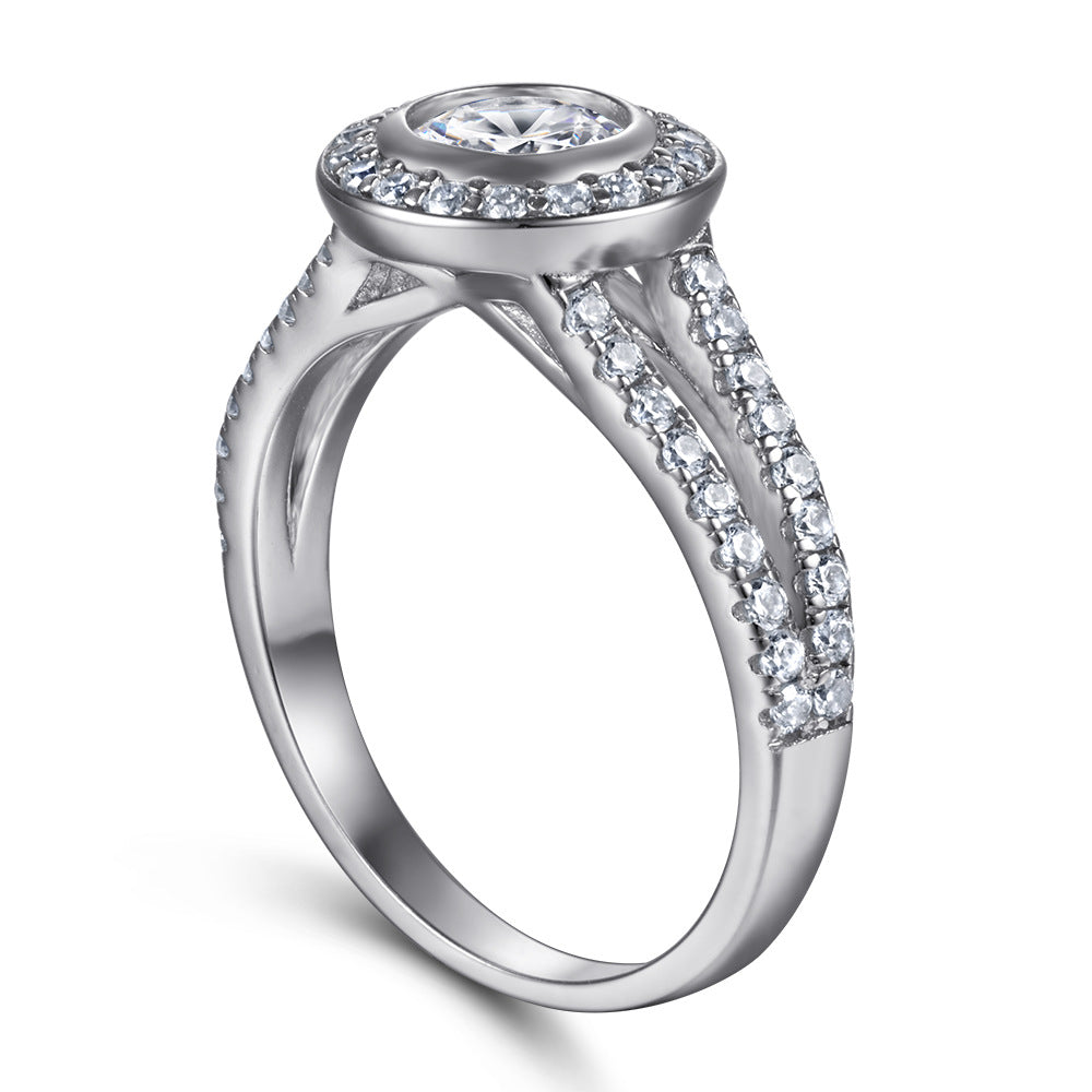 Wholesale  925 sterling silver ring jewelry classic Square row diamond wedding ring