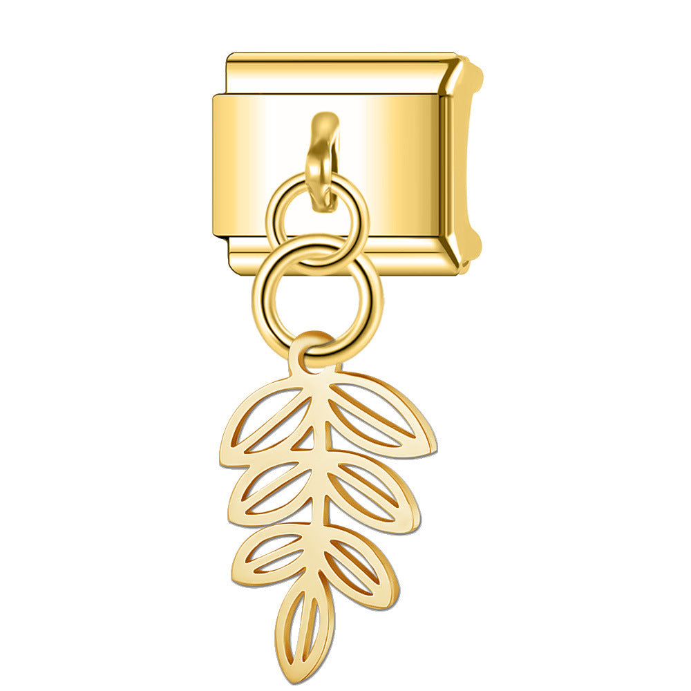 Wholesale Italian Charm Bracelet 9mm DIY Splicing Hollow Gold Pendant Stainless Steel Composable Bracelet