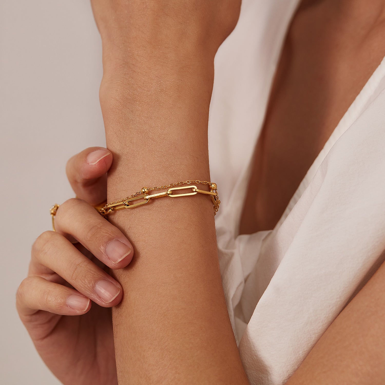 Bijoux en gros titane en acier à double bracelet