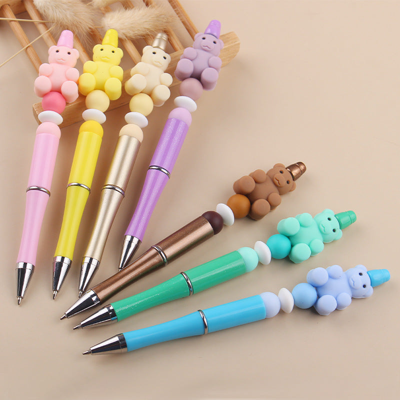 Wholesale DIY Beaded Pen Creative Handmade Bear Silicone Beaded Pen