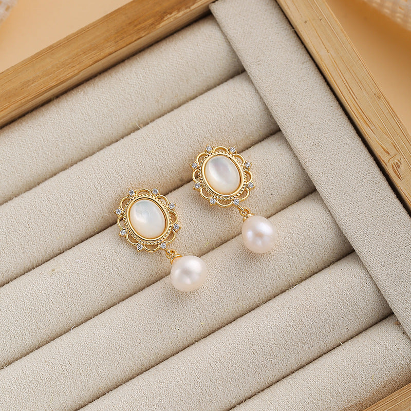 Wholesale Baroque Real Pearl Earrings S925 Silver Needle Ear Jewelry