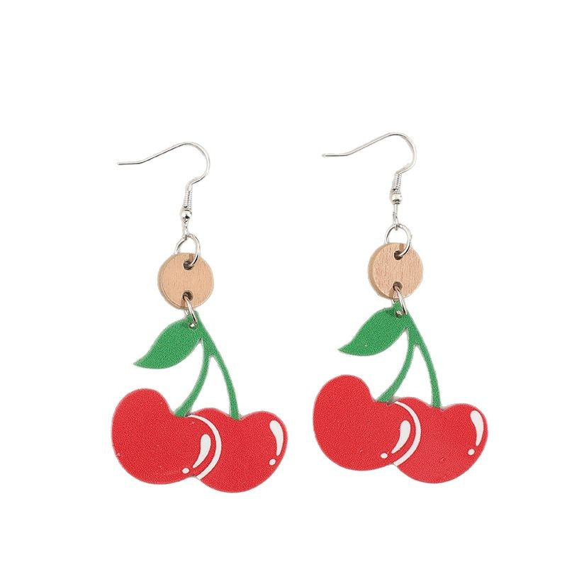 Wholesale Fruit Cherry Acrylic Cute Women Earrings