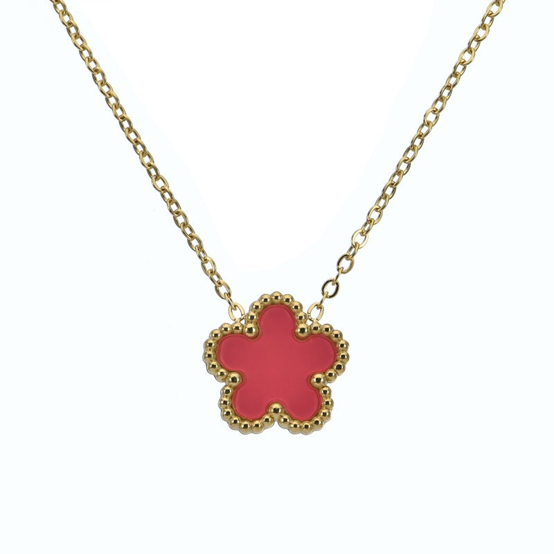 Wholesale Four-leaf Clover Plum Blossom 15MM Titanium Steel Necklace Choker Necklaces ACC-NE-QianHui001