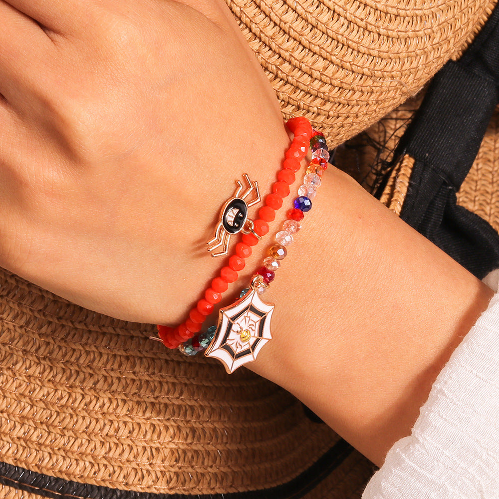 Wholesale Halloween beaded bracelet  spider web spider bracelet