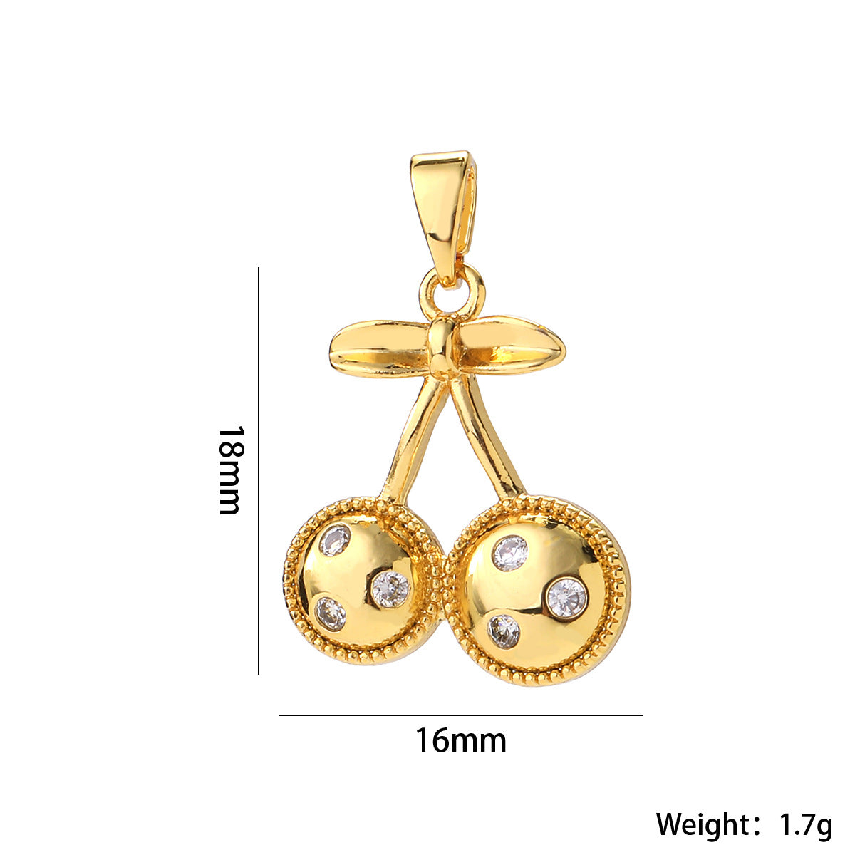 Wholesale 14K Gold Plated Brass Cherry Pendant Necklace Micro Set Zircon Fruit Choker Stylish Fashion Accessory For Women Gift