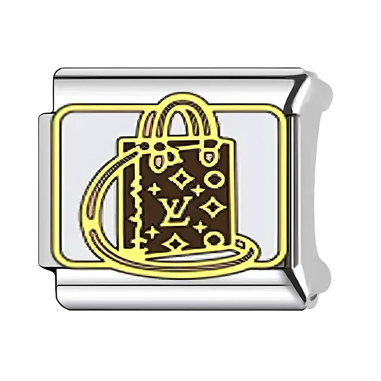 Wholesale Italian Charm Bracelet 9mm DIY Splicing Fashion Bag Pattern Stainless Steel Composable Bracelet