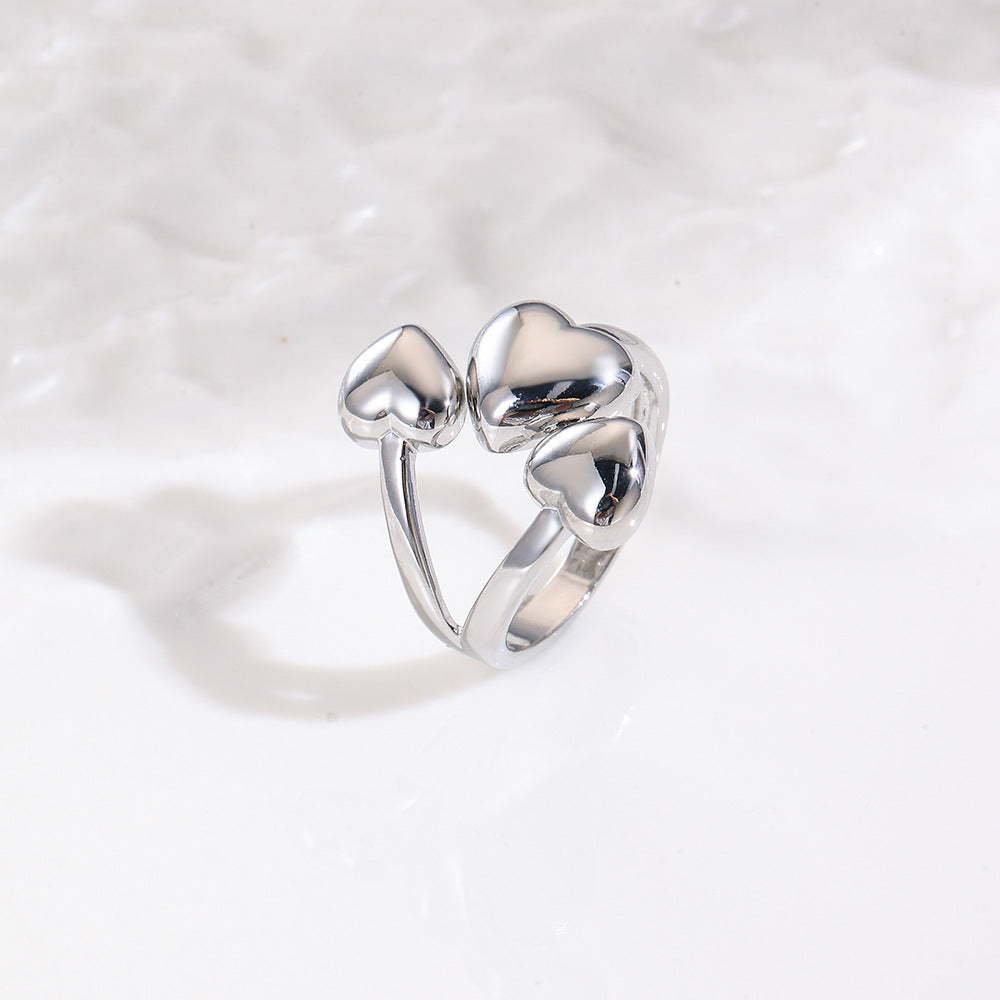 Wholesale Glossy geometric concave and convex heart star four-leaf clover adjustable ring