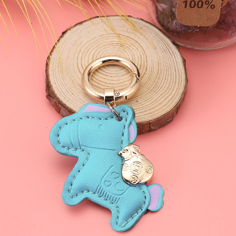 Wholesale Modern Minimalist Keychain with Green Flocked Rope and Pony,  Car Key Accessory for Boutique Resale