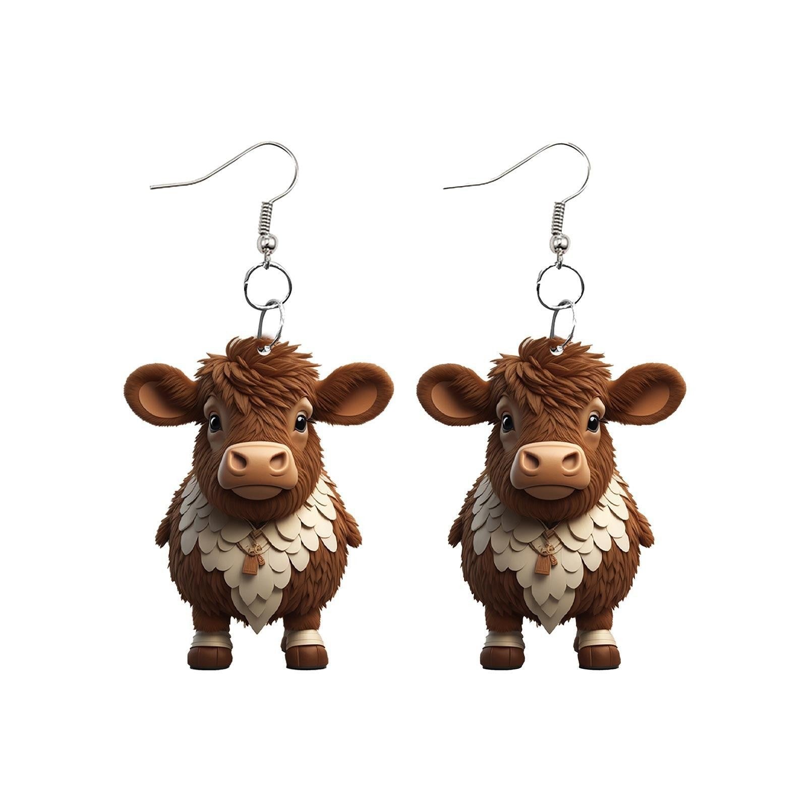Wholesale Cartoon Colorful Cow Flat Acrylic Earrings ACC-ES-YuanJi002