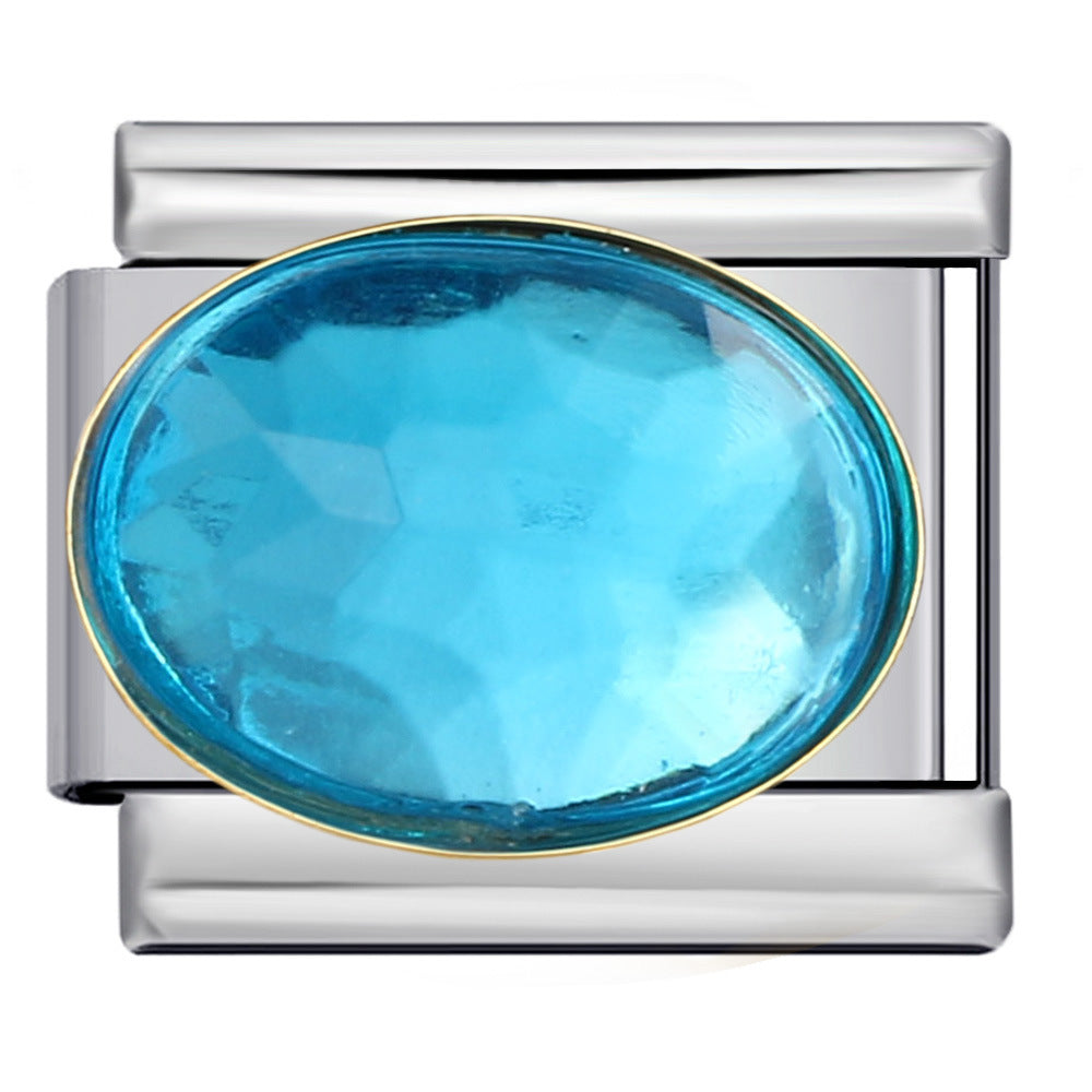 Wholesale Italian Charm Bracelet 9mm DIY Splicing Removable Large Oval Color Stone Stainless Steel Composable Bracelet