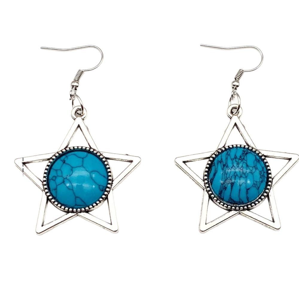 Wholesale Trendy Western Turquoise Cactus Cattle Head Earrings &  Necklace Set Jewelry Accessory