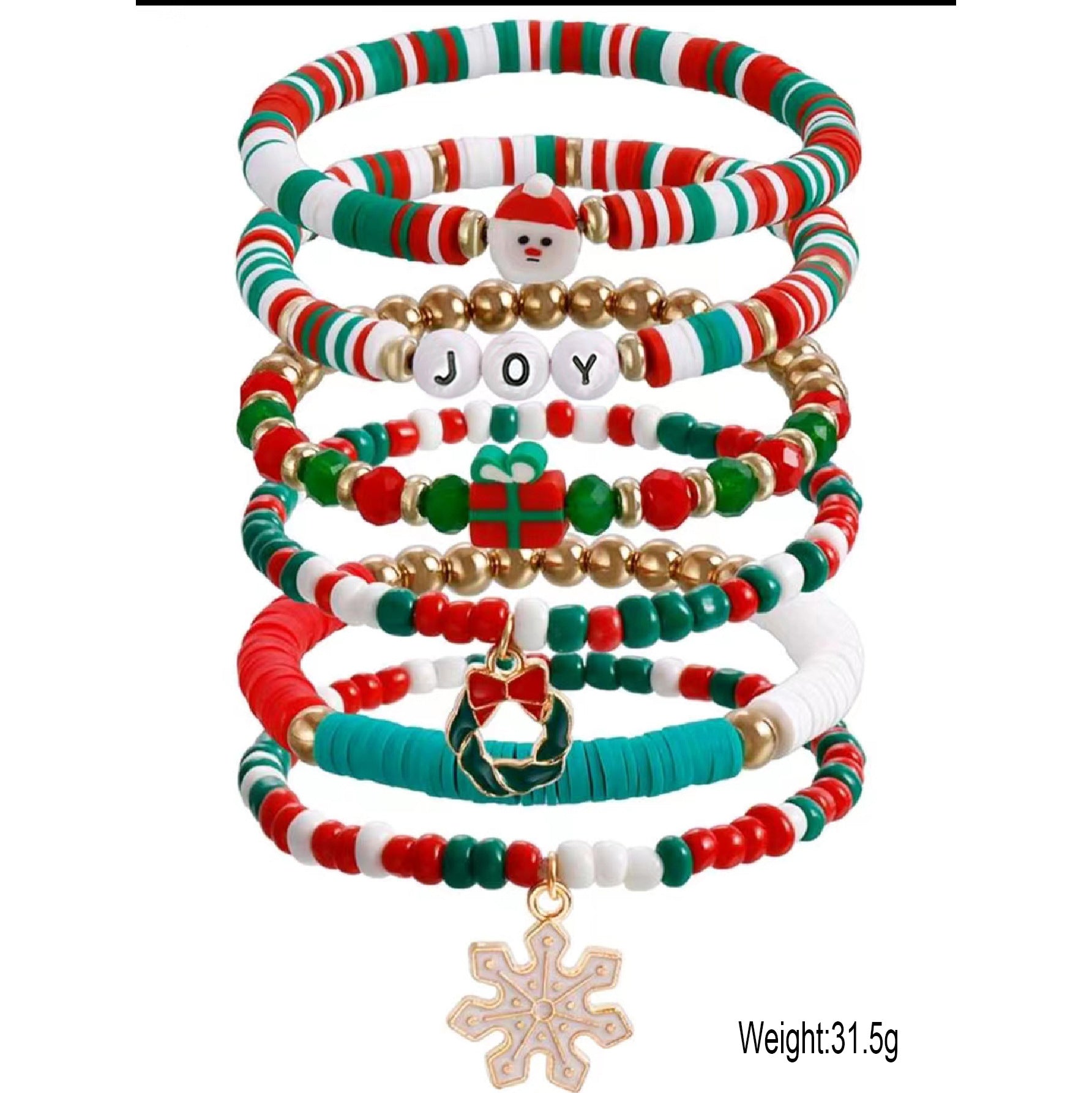 Wholesale Christmas polymer clay and alloy beads bracelet