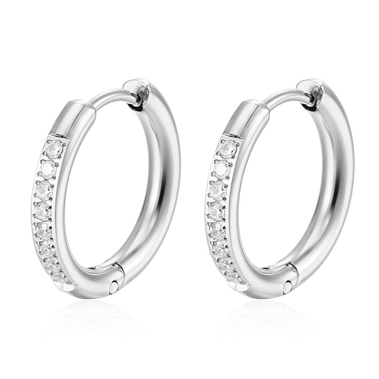 Wholesale European Style Stainless Steel Diamond Earrings - Boutique Jewelry Accessory for Party Wear