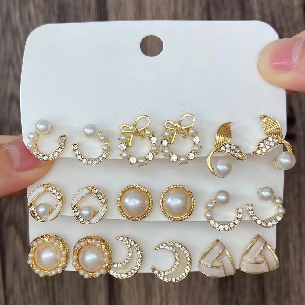 Wholesale Bow Diamond Geometric Earrings Set ACC-ES-MY032