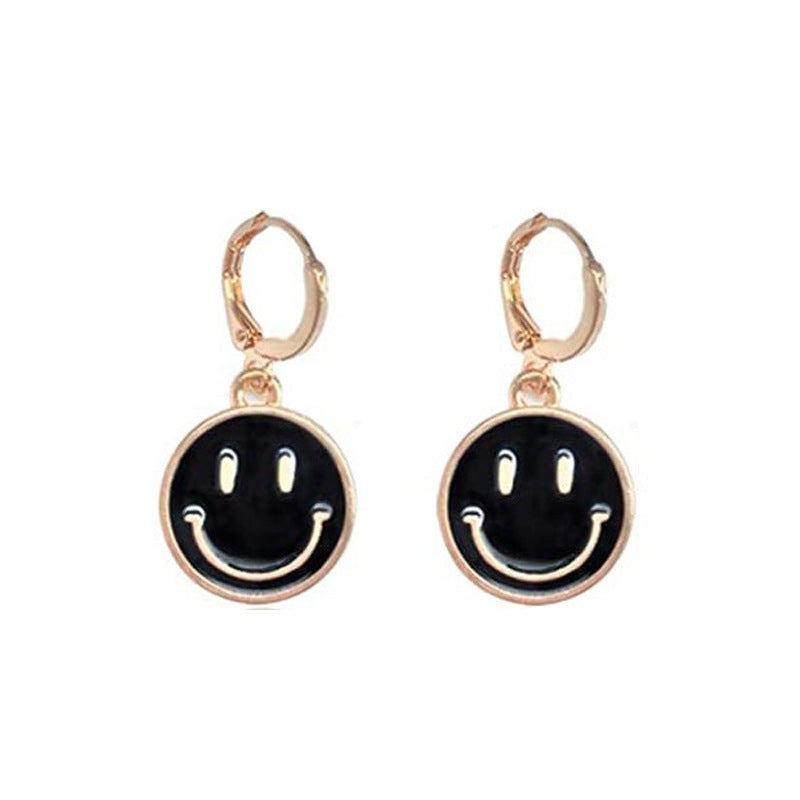 Wholesale creative cute alloy oil drop colorful smiley face earrings