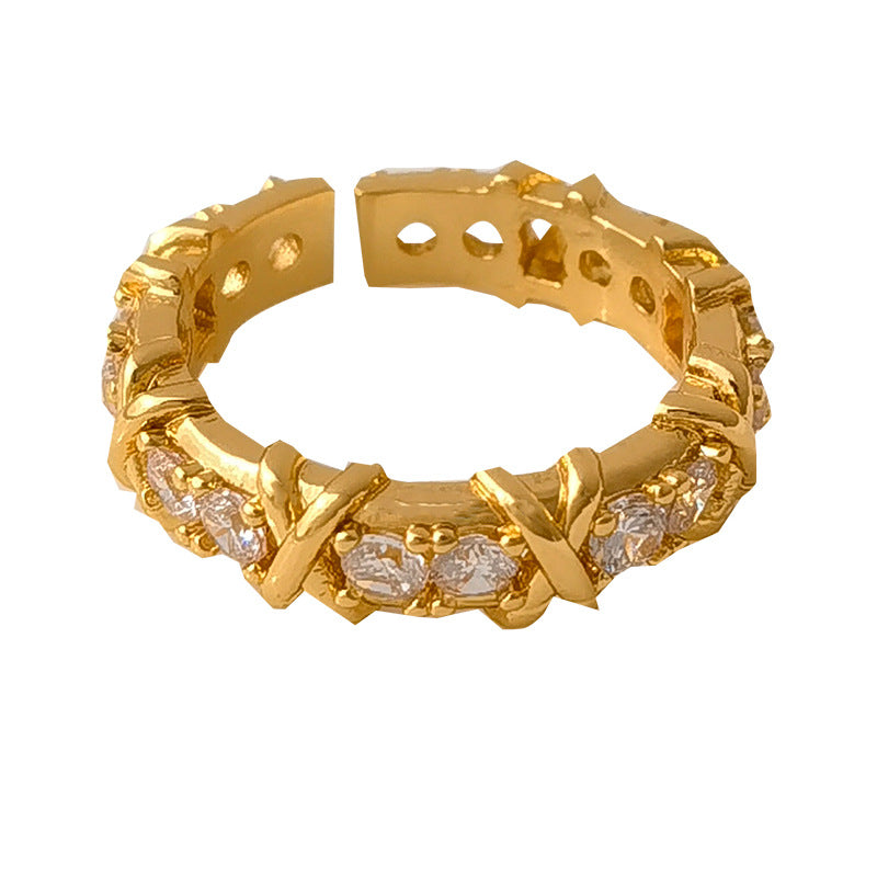 Wholesale Copper Gold Plated Zircon Open Ring