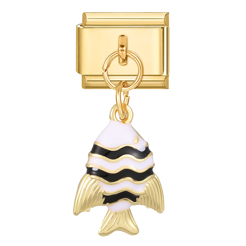 Wholesale 9mm Italian Charm Starter Bracelets DIY Fish and Fruit Pendant Stainless Steel Composable Bracelet