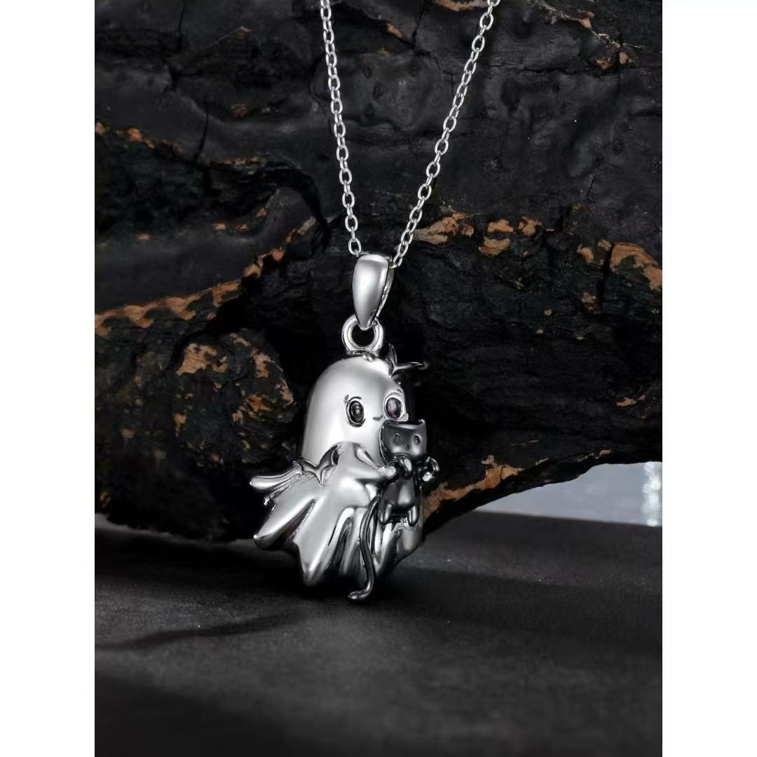 Wholesale Halloween Angel Ghost Cat Pendant Necklace