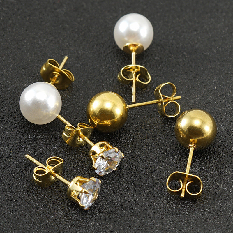 Wholesale Pearl Earrings  Stainless Steel Diamond Earrings
