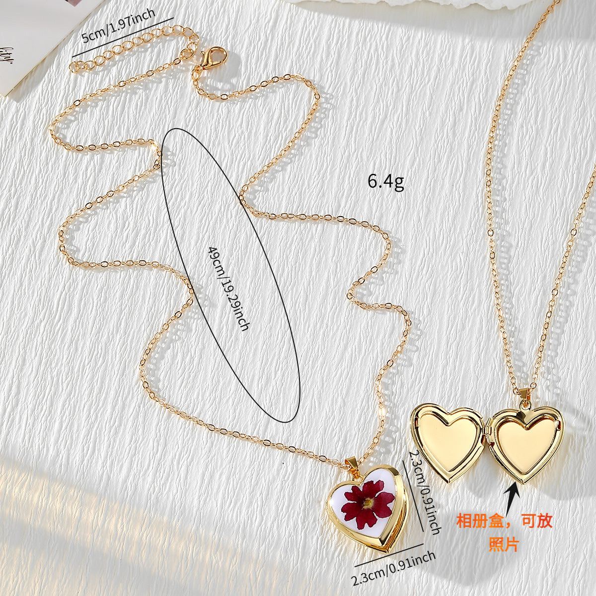 Wholesale Bohemian Resin Pendant Necklace With Dried Flowers Heart Photo Locket Style Fashion Accessory For Boutique Resale