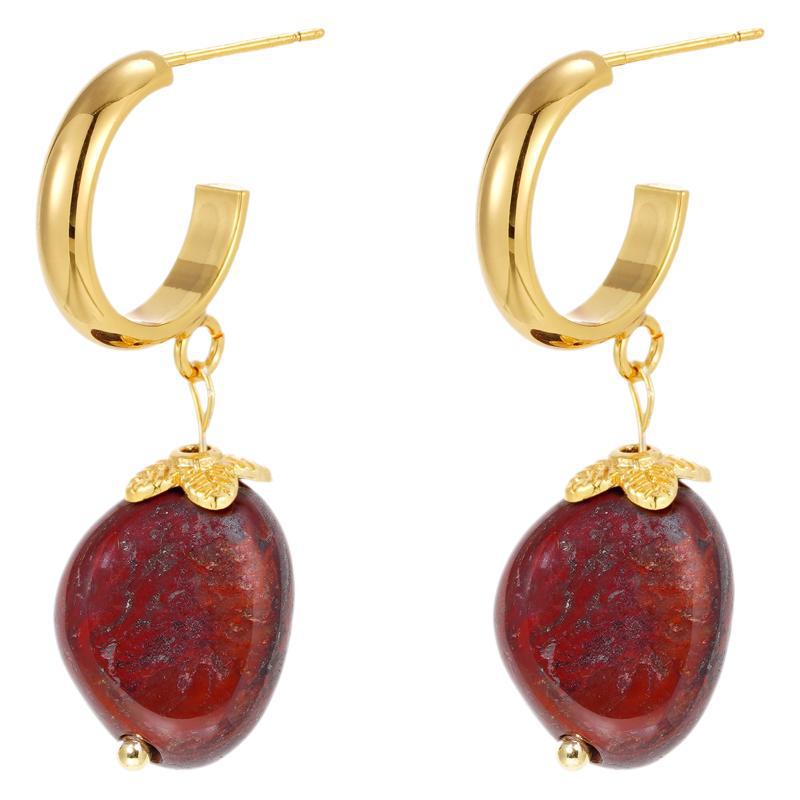 Wholesale Natural Stone C Earrings