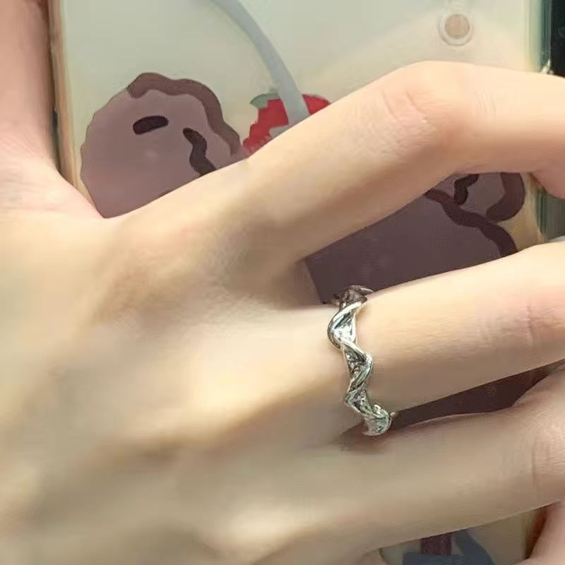 Wholesale Moonstone Irregular Ring  All-match Opening Adjusting Wave Geometric Ring