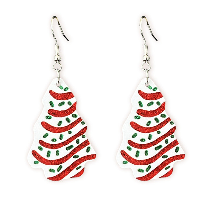 Wholesale 2 pairs/ pack Christmas Gingerbread House Flamingo Christmas Cookies Sparkling Earrings