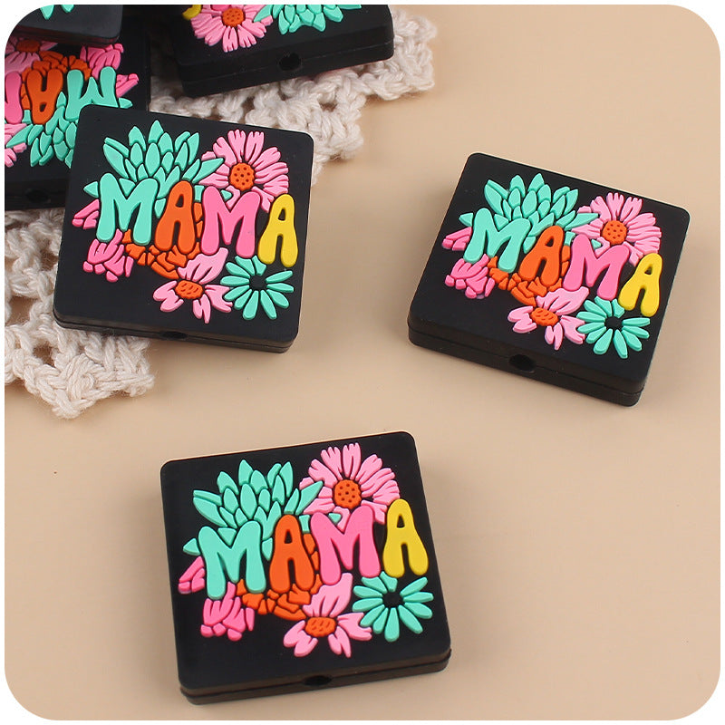 Wholesale 10pcs MAMA Flower Silicone Beads ACC-BDS-GuangTian007