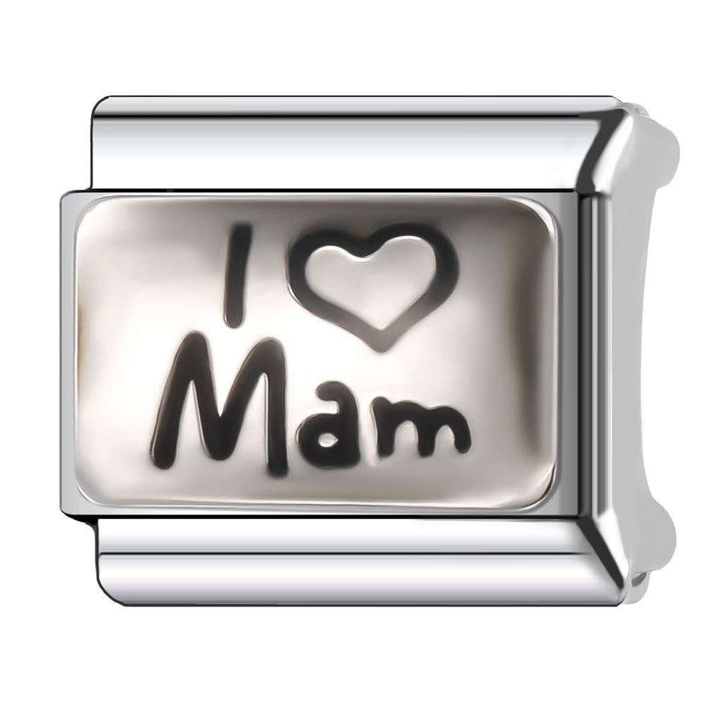 Wholesale Italian Charm Bracelet 9mm DIY Splicing English Series Stainless Steel Composable Bracelet