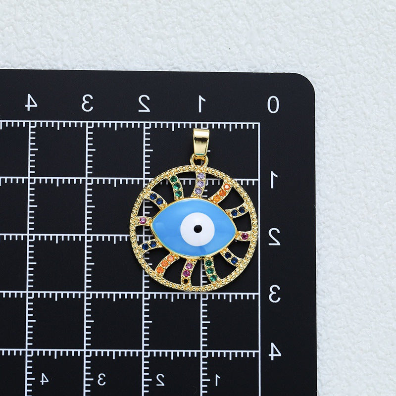 Wholesale Gold Plated Copper Eye Pendant Necklace with Zircon - Trendy Jewelry Accessory for Women