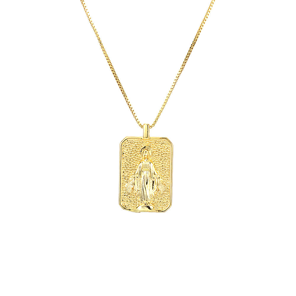 Wholesale Religious Cross Square Pendant Necklace Trendy Fashion Accessory for Party Gift Boutique Resale