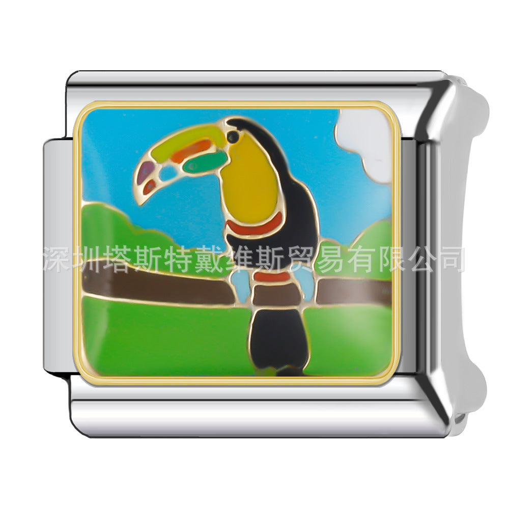 Wholesale 9mm Italian Charm Starter Bracelets DIY square Single Section Creative Stainless Steel Composable Bracelet