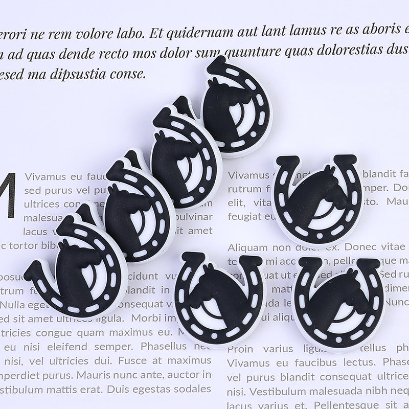 Wholesale 20pcs Cartoon Horse Silicone Focal Beads DIY Beaded Pen Accessories ACC-BDS-HeXing022