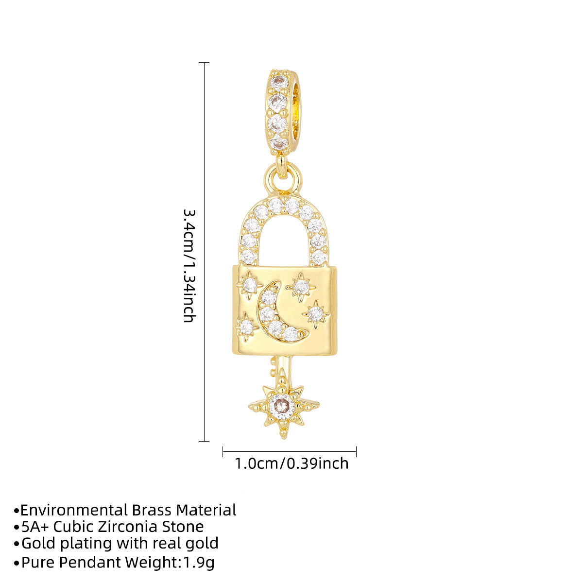Wholesale Gold Plated Copper Zircon Geometric Pendant Jewelry Accessory Keychain Necklace Boutique Resale