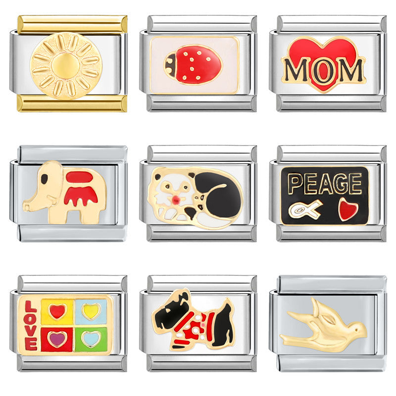 Wholesale Italian modular bracelet 9mm DIY splicing detachable stainless steel combinable bracelet