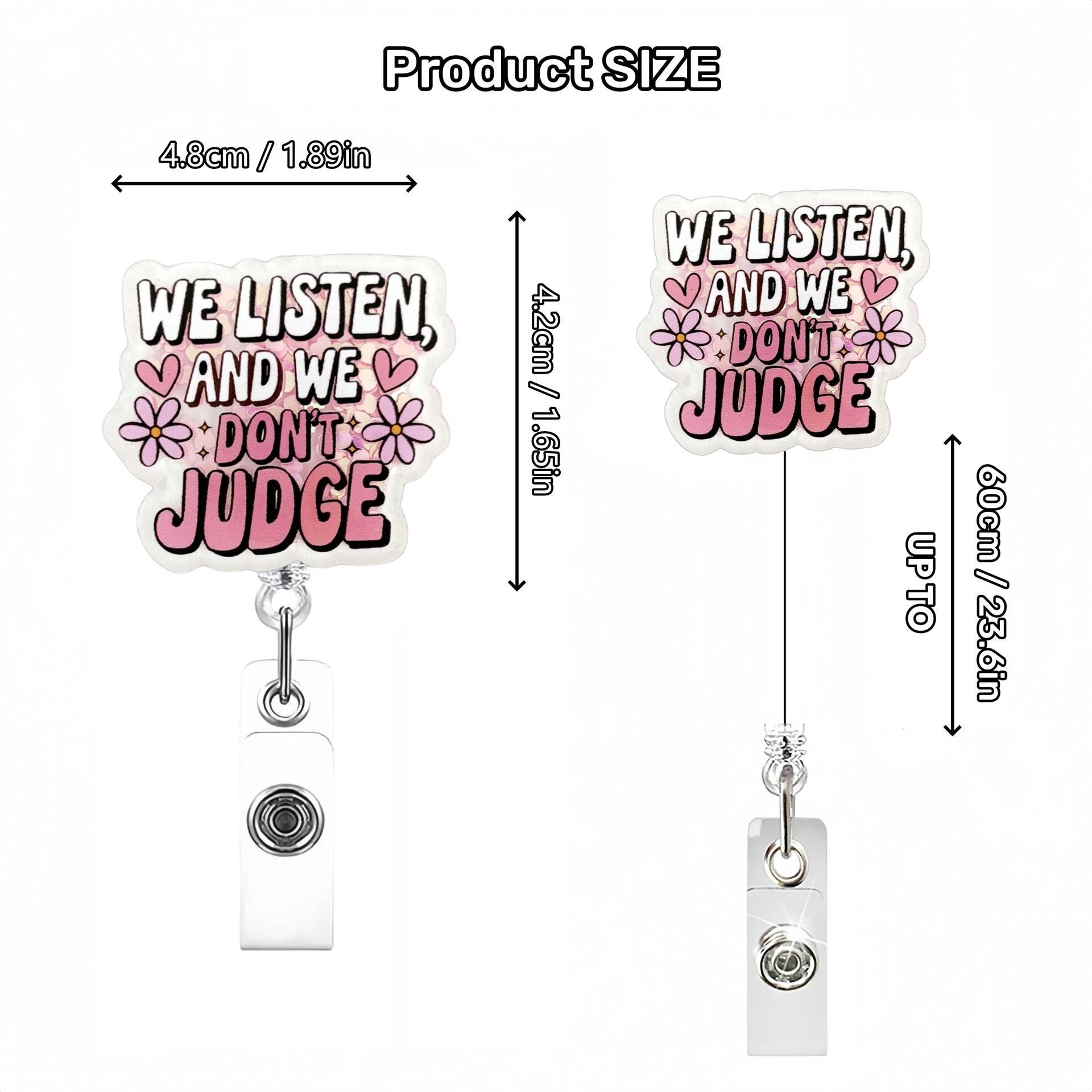 Wholesale Acrylic Quicksand Glitter Badge Reels Keychains