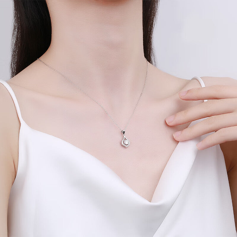 Wholesale Water Drop Mosan Diamond Silver Necklace