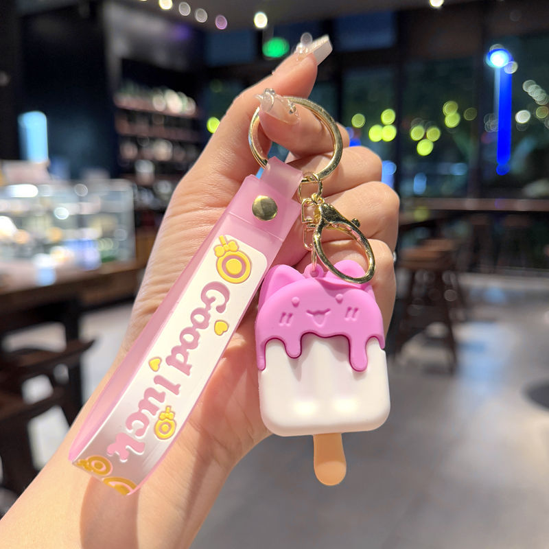 Wholesale Cartoon Ice Cream Silicone Keychain Bag Charm Gift for Women