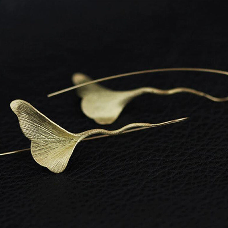 Wholesale  elegant ginkgo leaf fan ear hook earrings