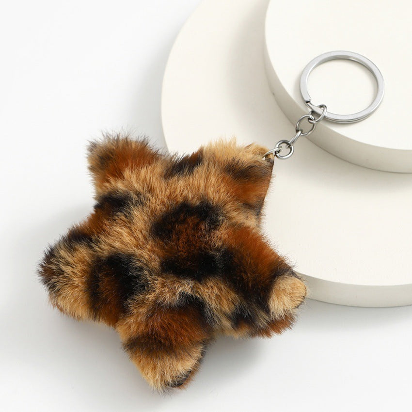 Wholesale Plush star leopard print keychain