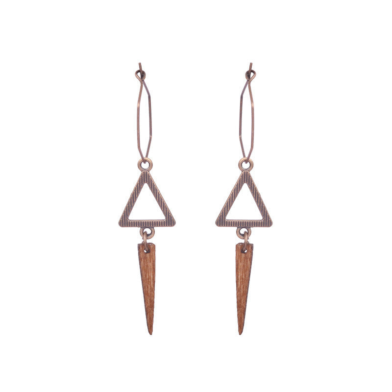 Wholesale Bohemian Wooden Earrings Tassel Bell Pendant Triangle Design Fashion Jewelry Accessory