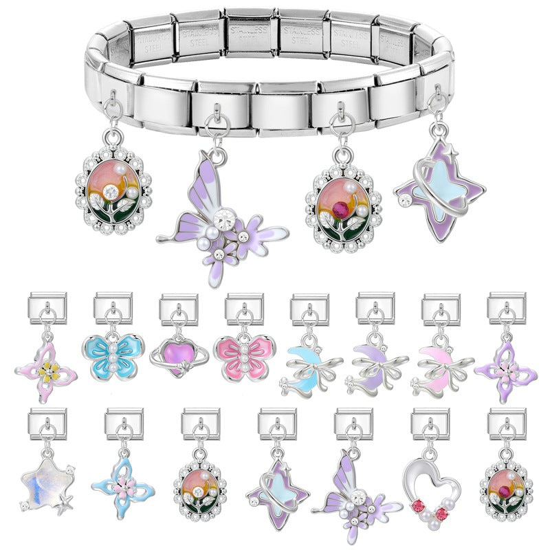 Wholesale Italian modular multifunctional DIY steel pendant bracelet