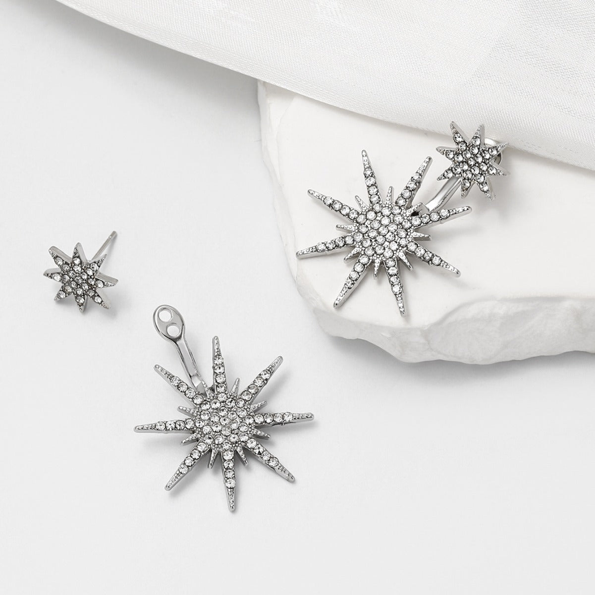 Wholesale Zinc Alloy Snowflake Six-Pointed Star Earrings Stylish Jewelry Accessory for Everyday Wear