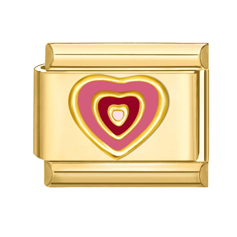 Wholesale Stainless Steel DIY Heart Shaped Bracelet Charms Electroplated Gold Colorful Love Theme Jewelry Making Accessories