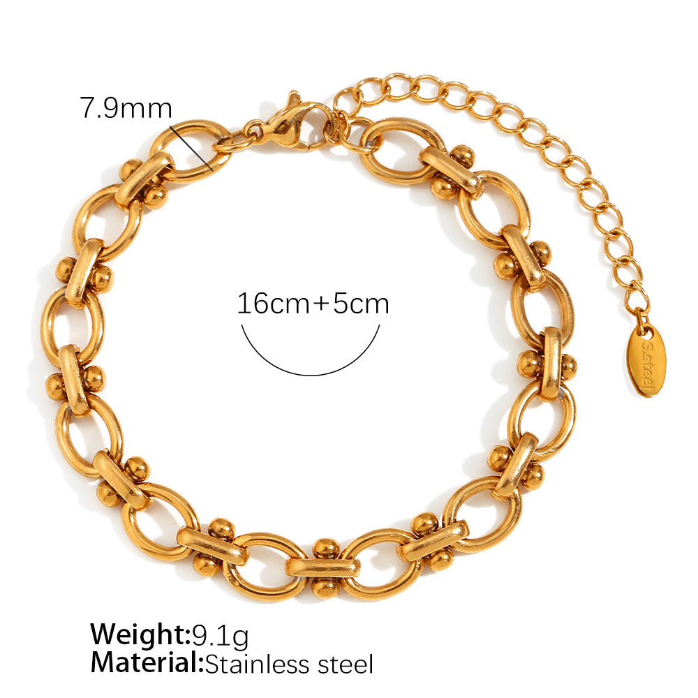 Wholesale  Fashion Light Luxury Atmospheric Simple Personality Retro Titanium Steel Bracelet Women' s Advanced Design Bracelet Clavicle Chain
