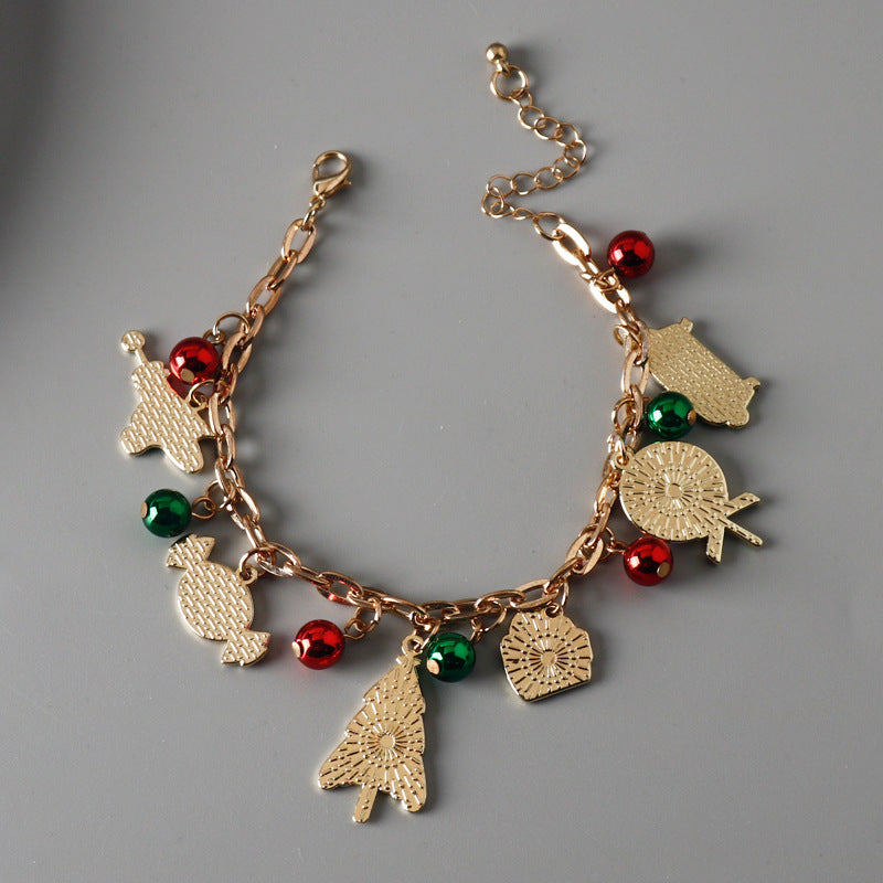Wholesale Christmas Alloy Oil Drop Christmas Tree Candy Bracelet ACC-BT-HX005