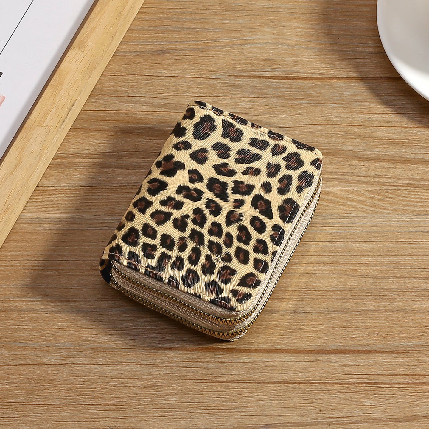 Wholesale Retro Leopard Print PU Coin Purse Double Zipper Card Holder Fashion Accessory Boutique Gift